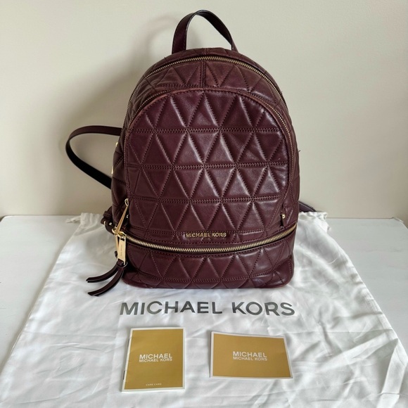 Michael Kors Rhea Medium Quilted Leather Backpack In Barolo - Picture 5 of 16